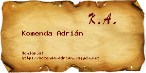 Komenda Adrián névjegykártya
